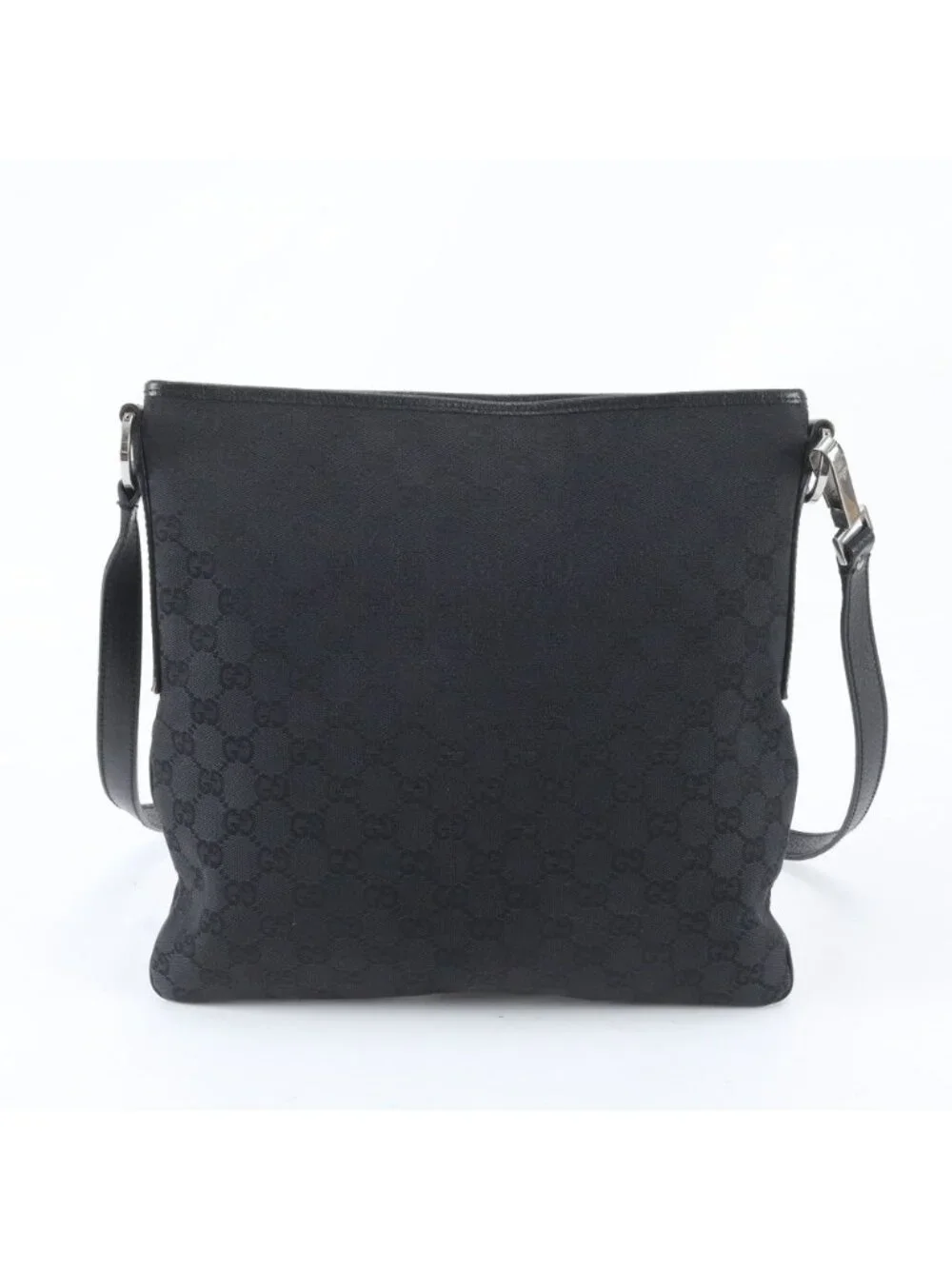 Gucci GG Canvas Leather Shoulder Bag Crossbody Messenger Black